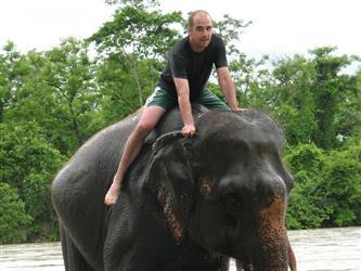 Mr. Ruby on an elephant!