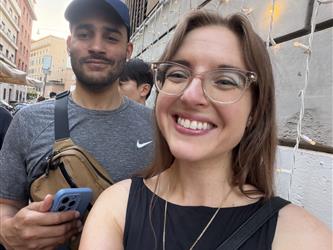 a couple smiling together