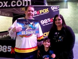 The Nuño family at a San Jose Sharks game