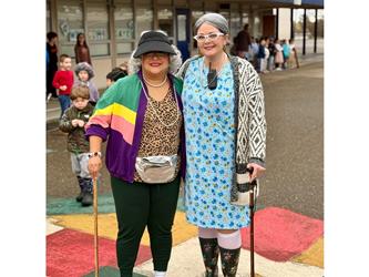 Principal and Vice Principal on 100th day of school